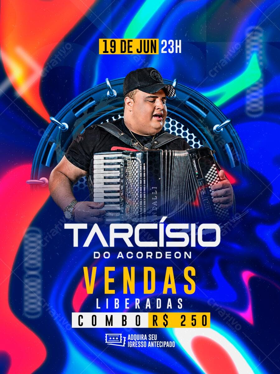 Flyer Show Tarcísio do Acordeon Junho PSD Editável