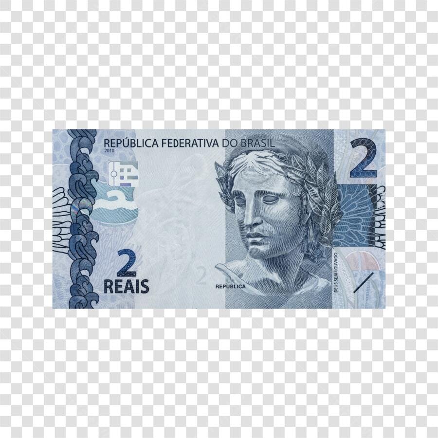 Foto Recortada Nota 2 Reais Dinheiro Brasil PNG Fundo Transparente