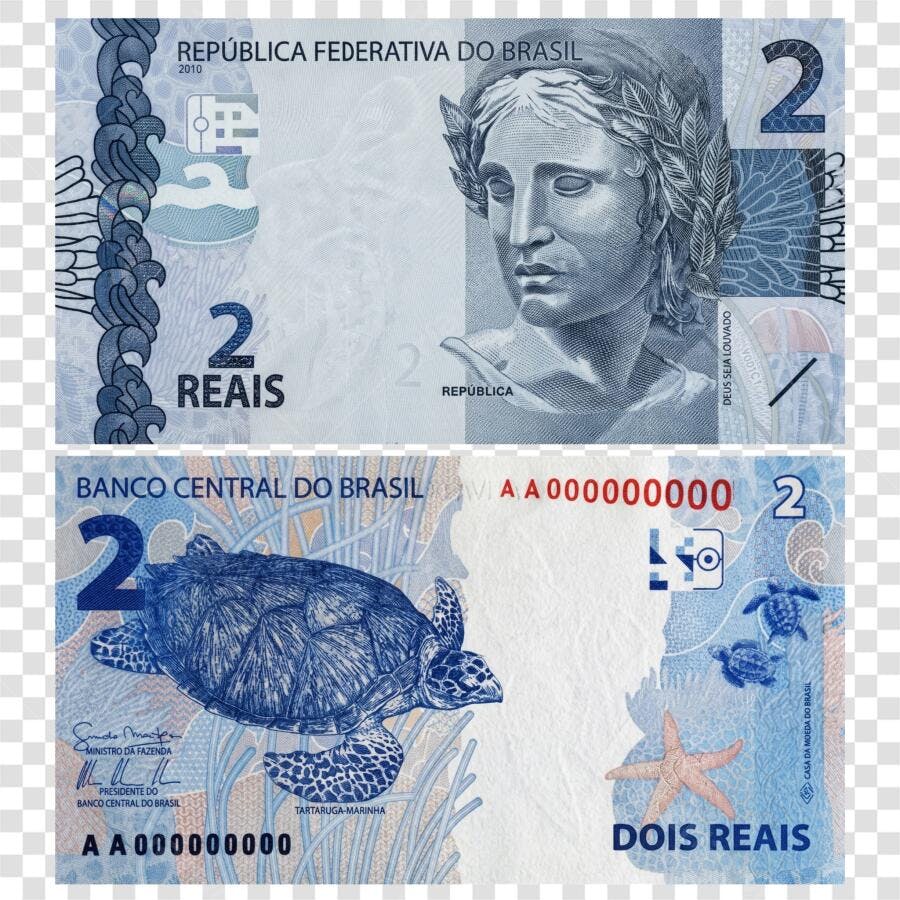 Foto Recortada Nota 2 Reais Dinheiro Brasil PNG Fundo Transparente