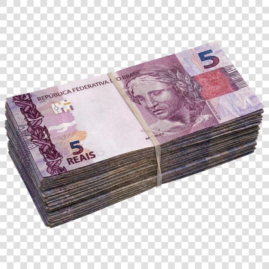 Foto Recortada Notas de 5 Reais Dinheiro PNG Fundo Transparente