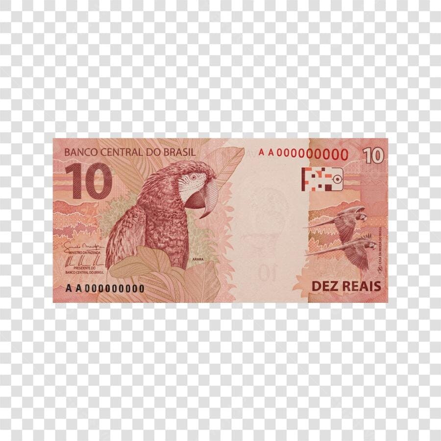 Foto Recortada Nota Dez Reais Dinheiro Brasil PNG Fundo Transparente