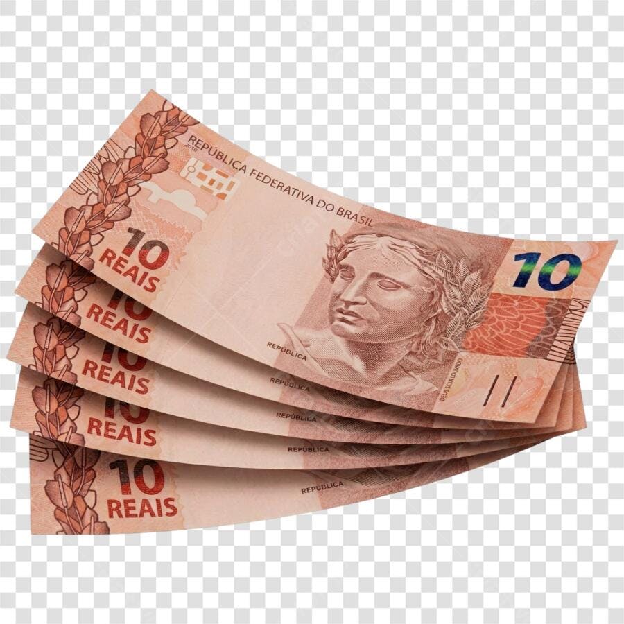 Foto Recortada Notas de 10 Reais Dinheiro PNG Fundo Transparente