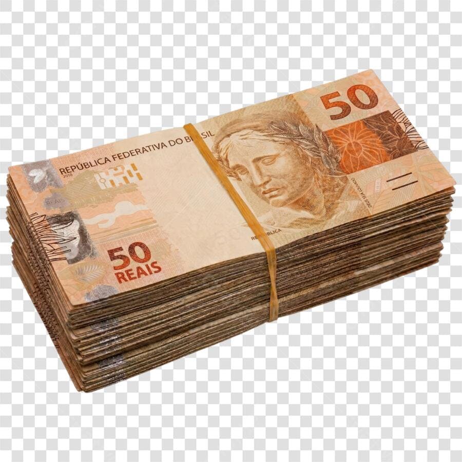 Foto Recortada Pilha de Notas 50 Reais PNG Fundo Transparente