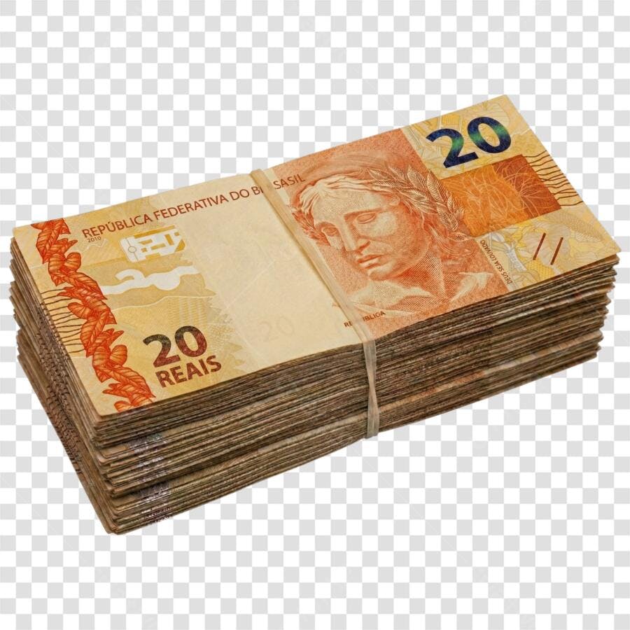 Foto Recortada Notas Dinheiro 20 Reais PNG Fundo Transparente