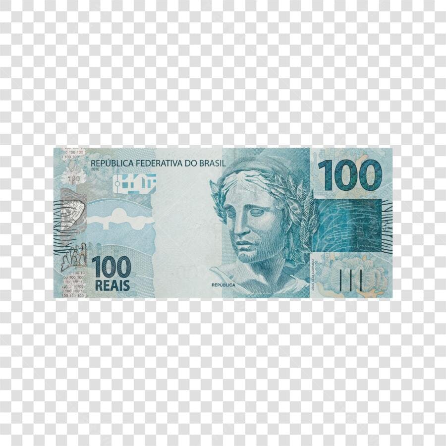 Foto Recortada Nota 100 Reais Dinheiro PNG Fundo Transparente