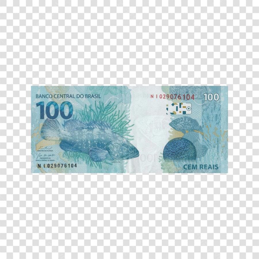 Ilustração Nota de 100 Reais Dinheiro PNG Fundo Transparente