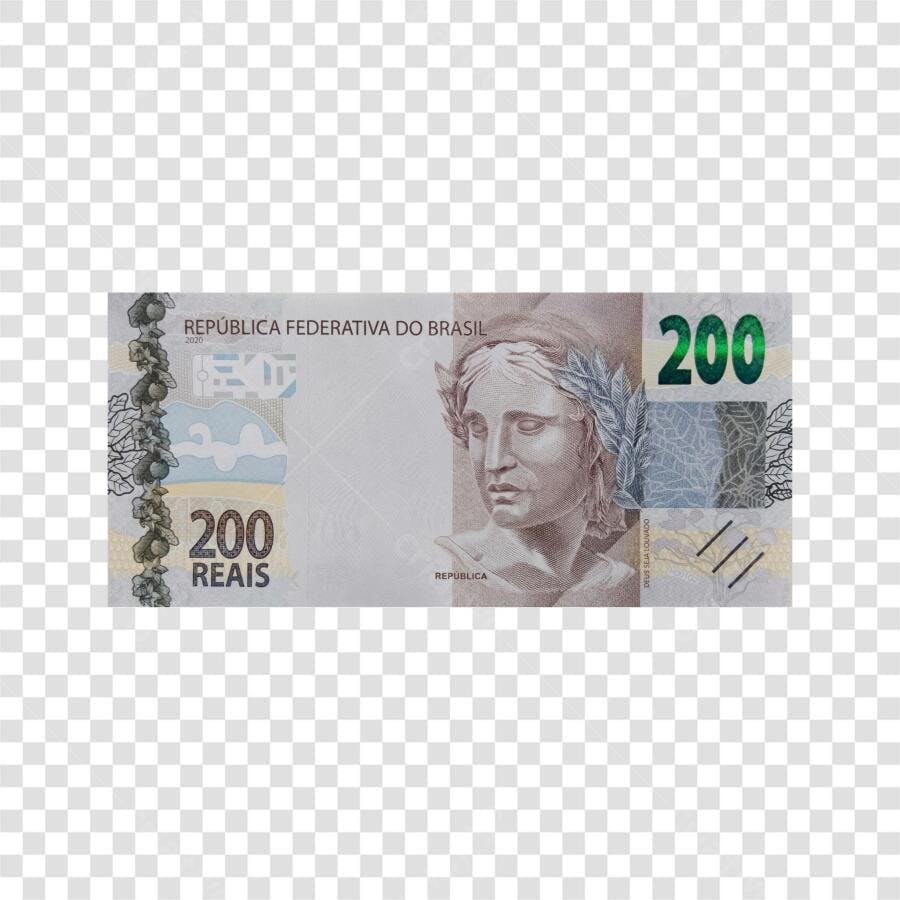 Foto Recortada Nota 200 Reais Dinheiro Brasil PNG Fundo Transparente