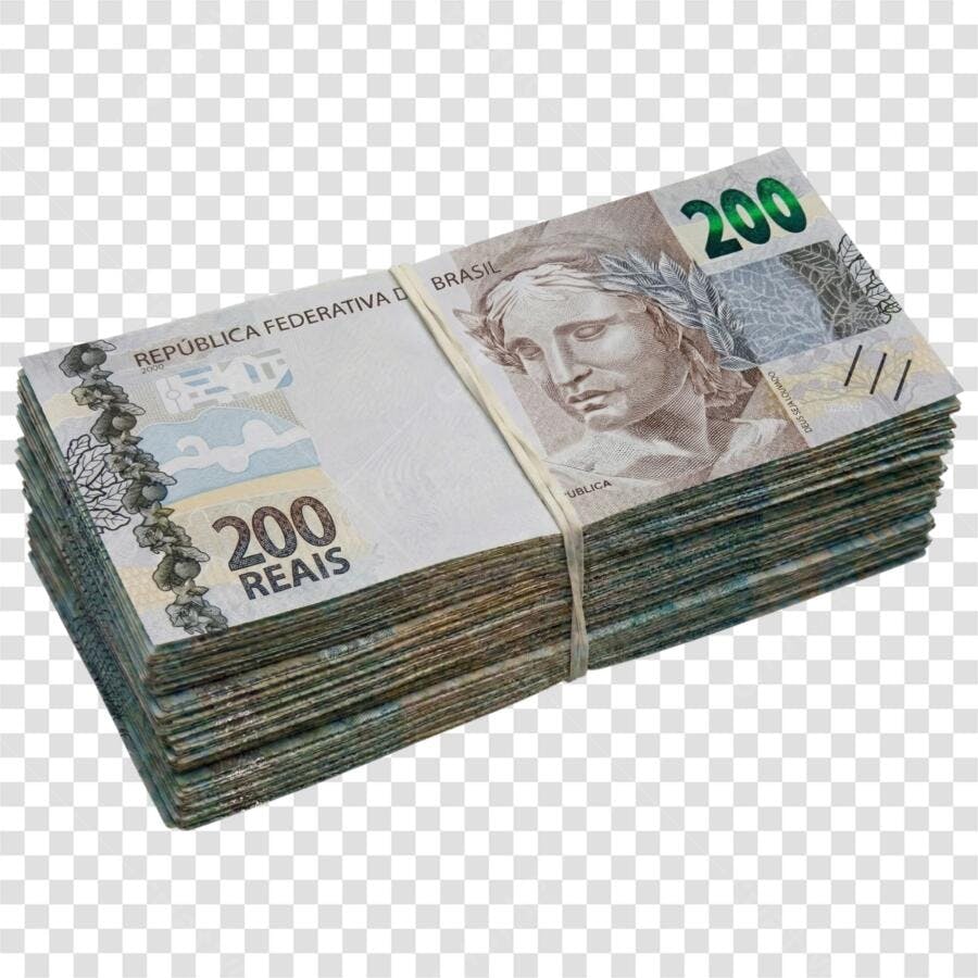 Foto Recortada Notas de 200 Reais Dinheiro PNG Fundo Transparente