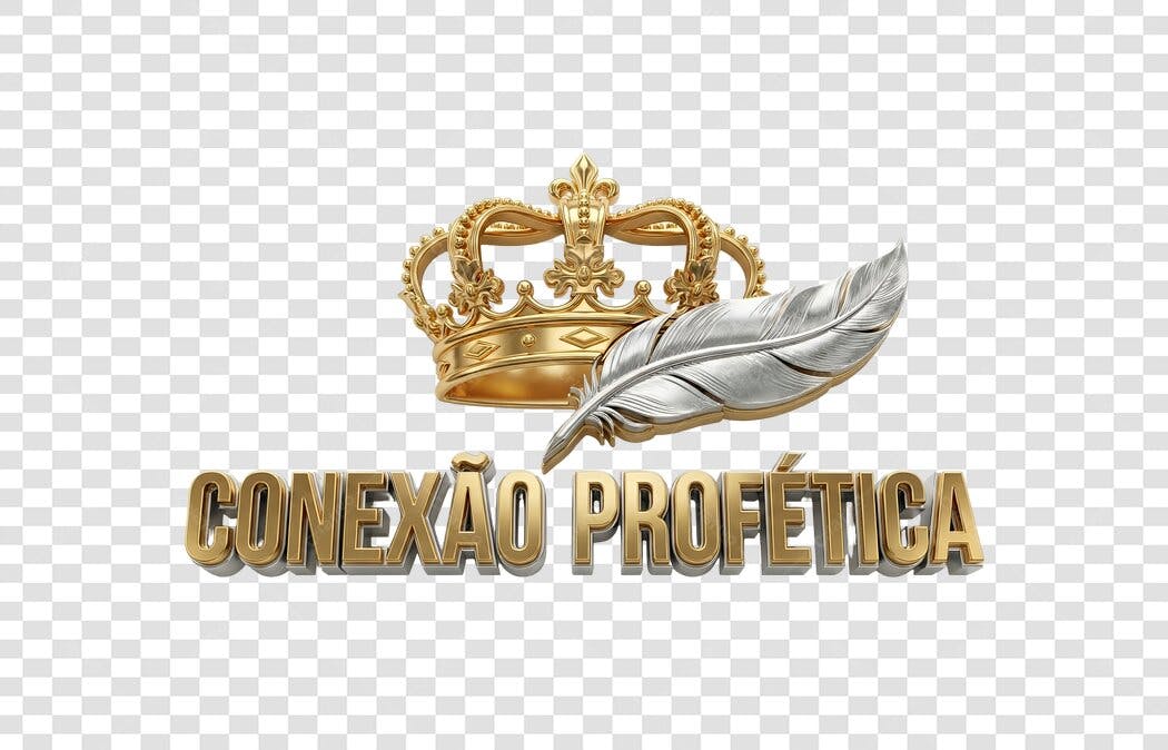 Elemento 3D Coroa Dourada Pena Prata Conexão Profética PNG Fundo Transparente