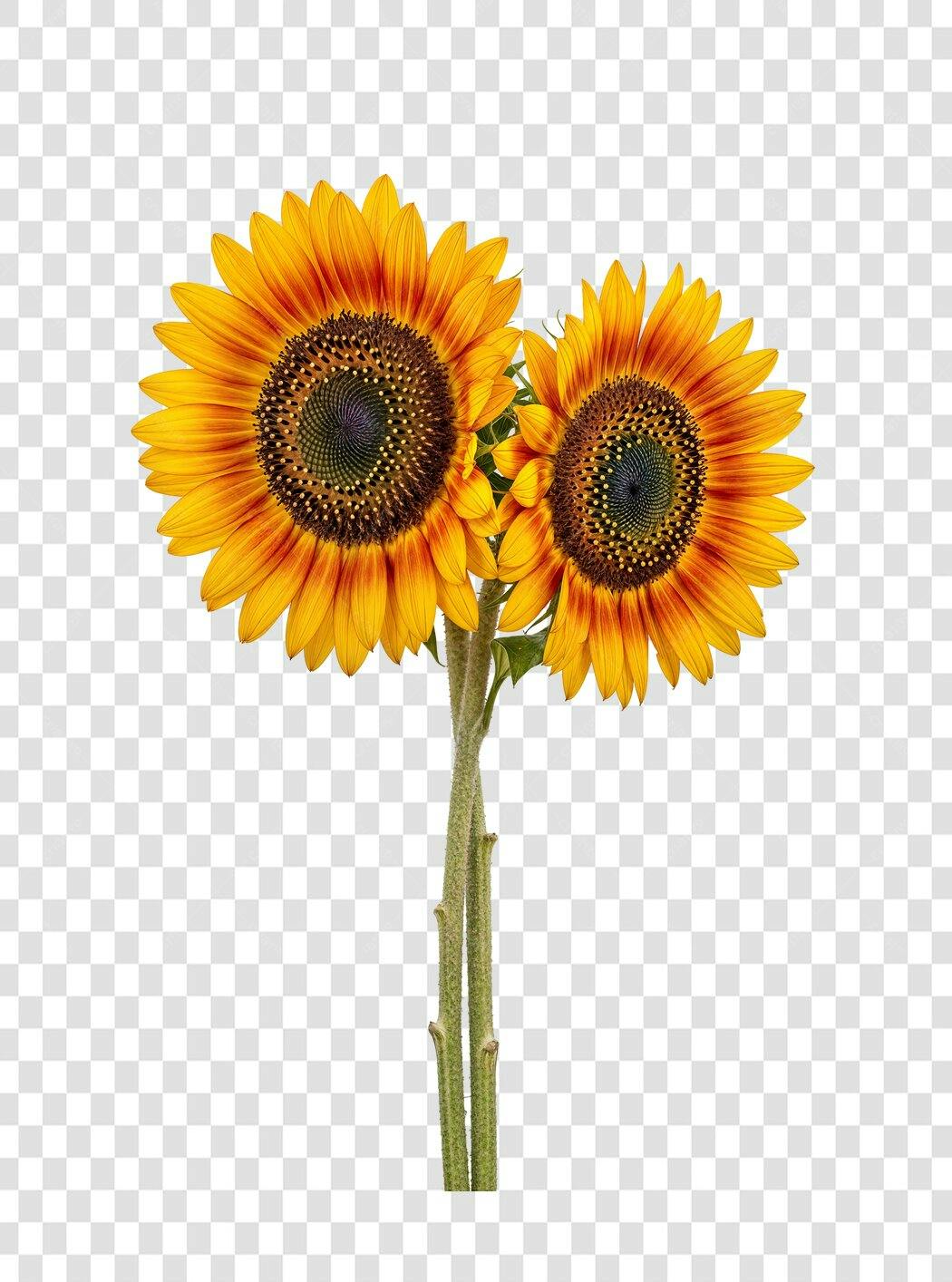 Foto Recortada Dois Girassóis Amarelos PNG Fundo Transparente