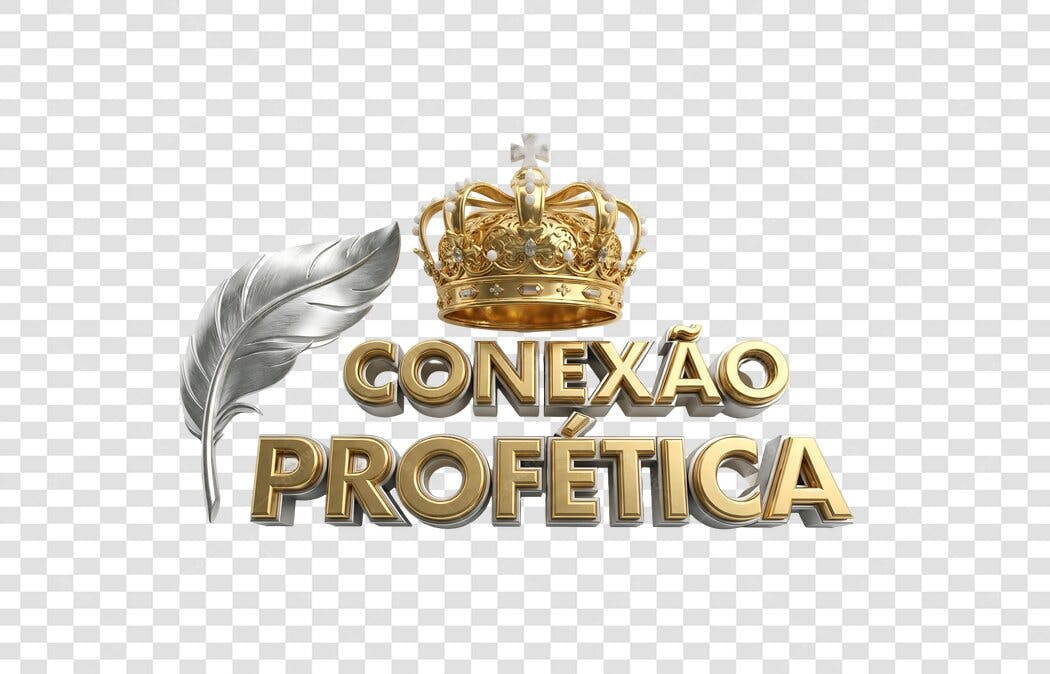 Elemento 3D Conexão Profética Coroa Pena Dourado PNG Fundo Transparente