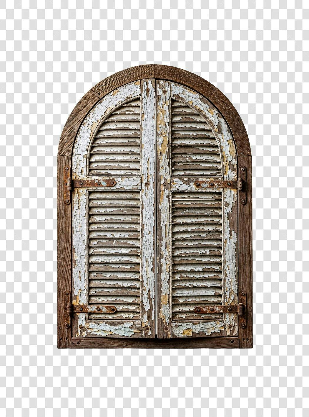 Foto Recortada Janela Antiga Madeira Rústica PNG Fundo Transparente
