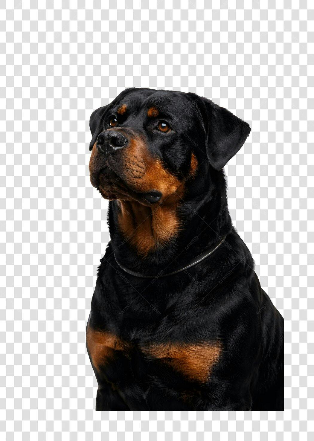 Foto Recortada Cachorro Rottweiler Olhando Lado PNG Fundo Transparente