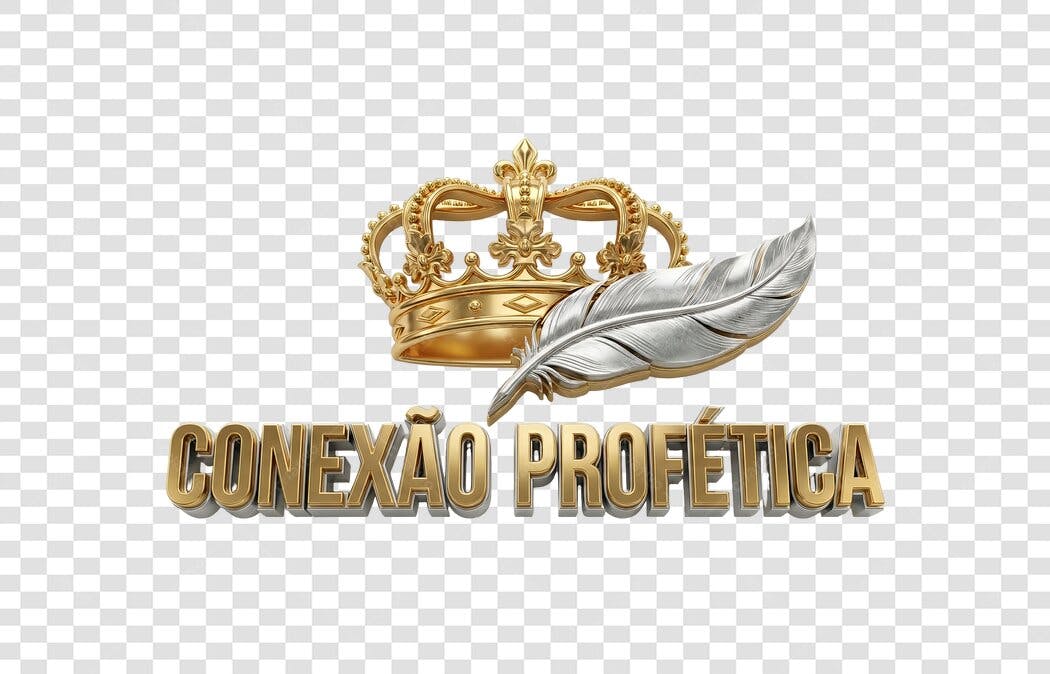 Elemento 3D Conexão Profética Coroa Pena Dourada PNG Fundo Transparente