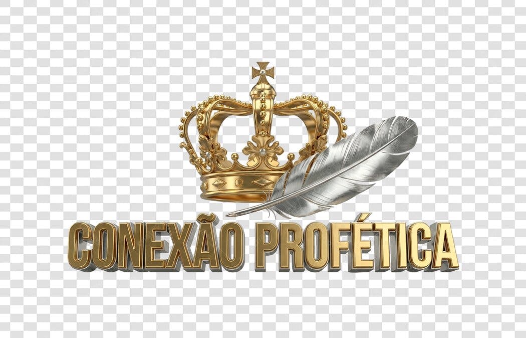 Elemento 3D Coroa Dourada Pena Prata Conexão Profética PNG Fundo Transparente
