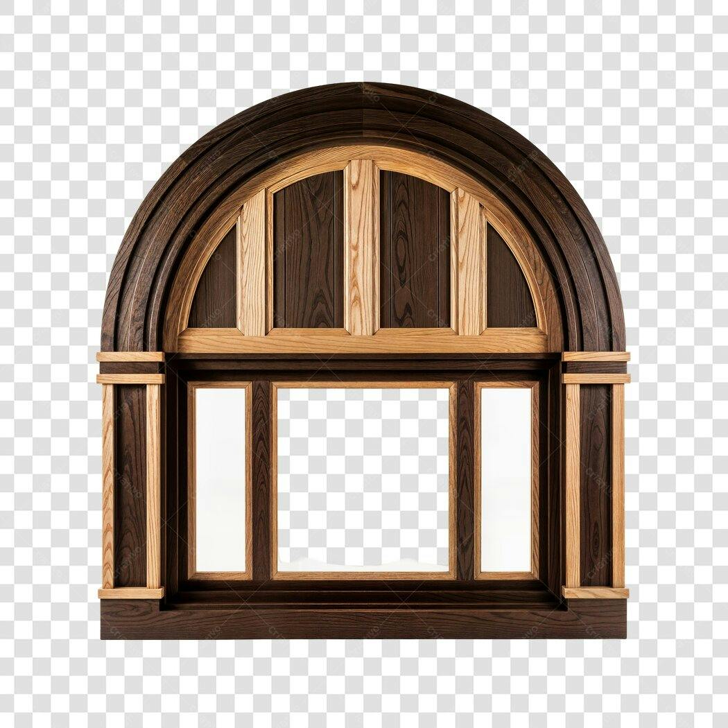 Foto Recortada Janela Arco Madeira Clássica PNG Fundo Transparente