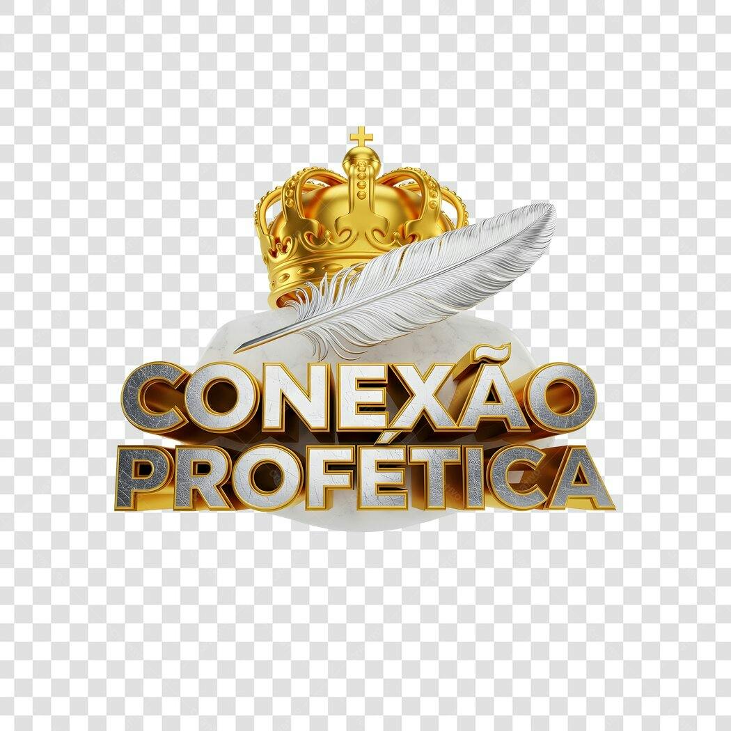 Elemento 3D Conexão Profética Coroa Pena PNG Fundo Transparente