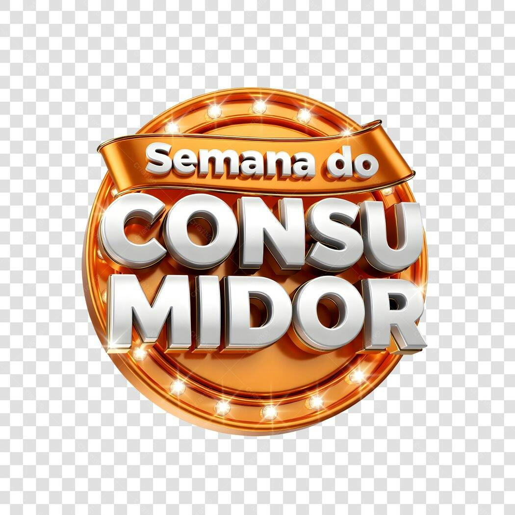 Elemento 3D Semana do Consumidor Março PNG Fundo Transparente