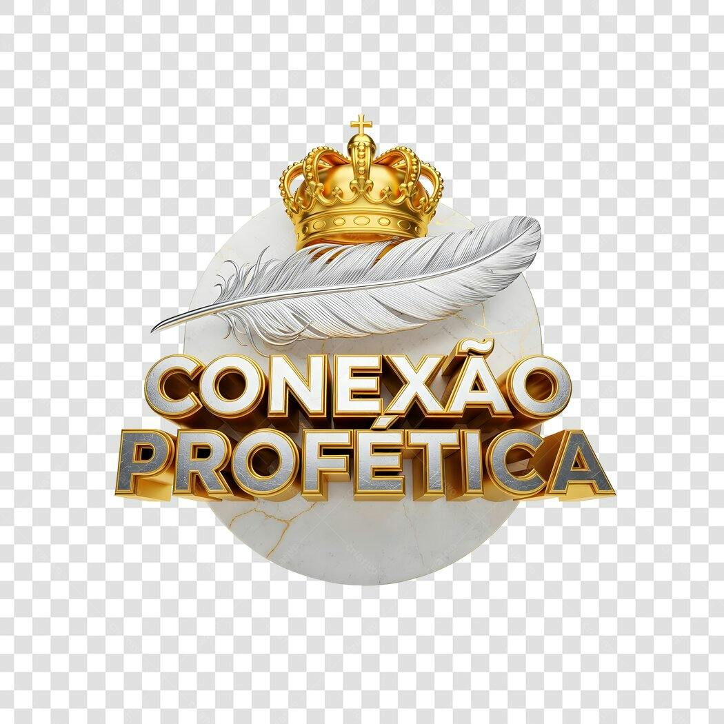 Elemento 3D Conexão Profética Coroa Pena PNG Fundo Transparente