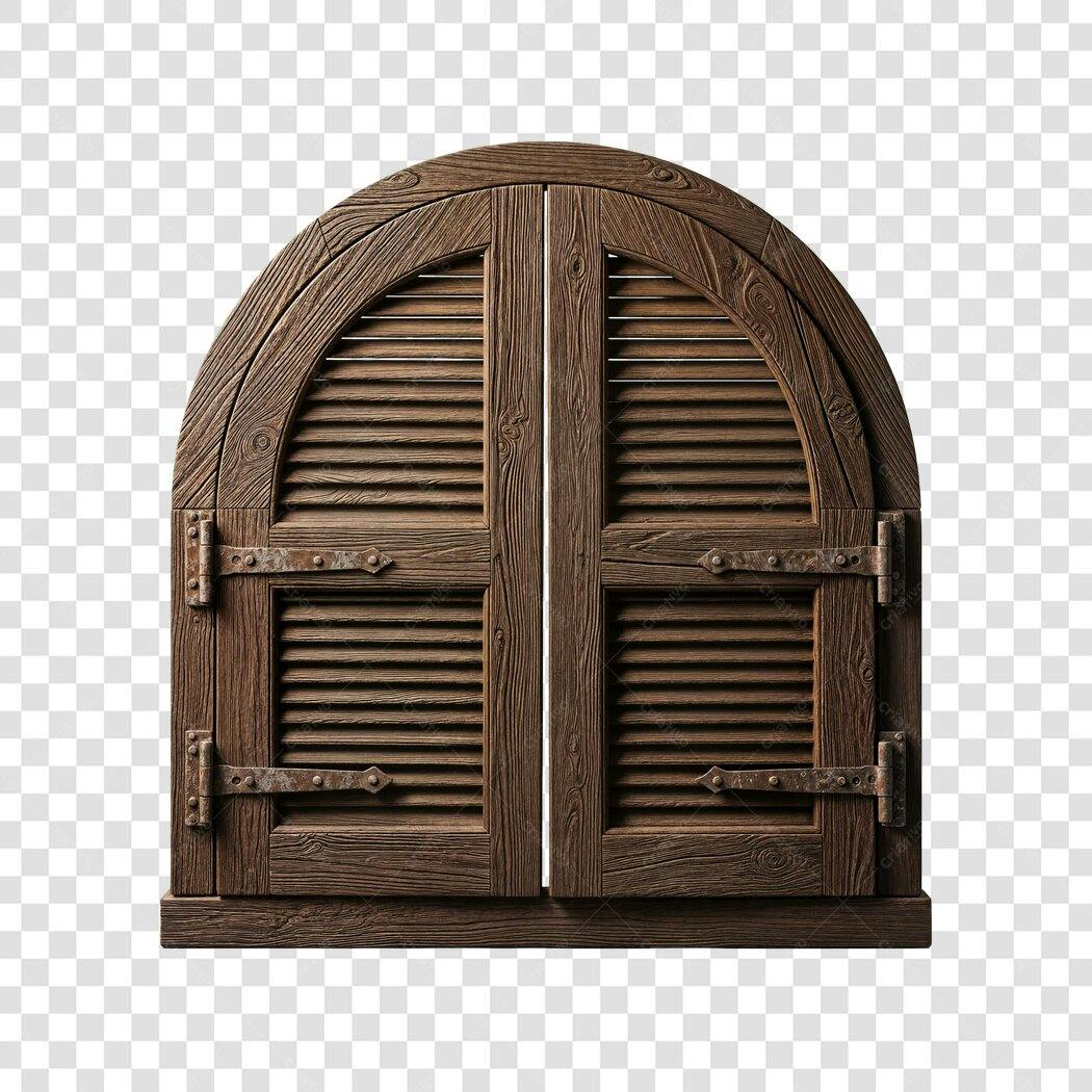 Foto Recortada Janela Madeira Rústica Arco PNG Fundo Transparente