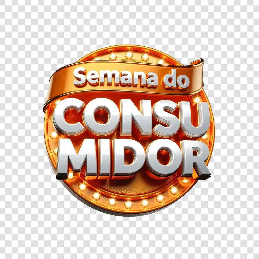 Elemento 3D Semana do Consumidor Março PNG Fundo Transparente