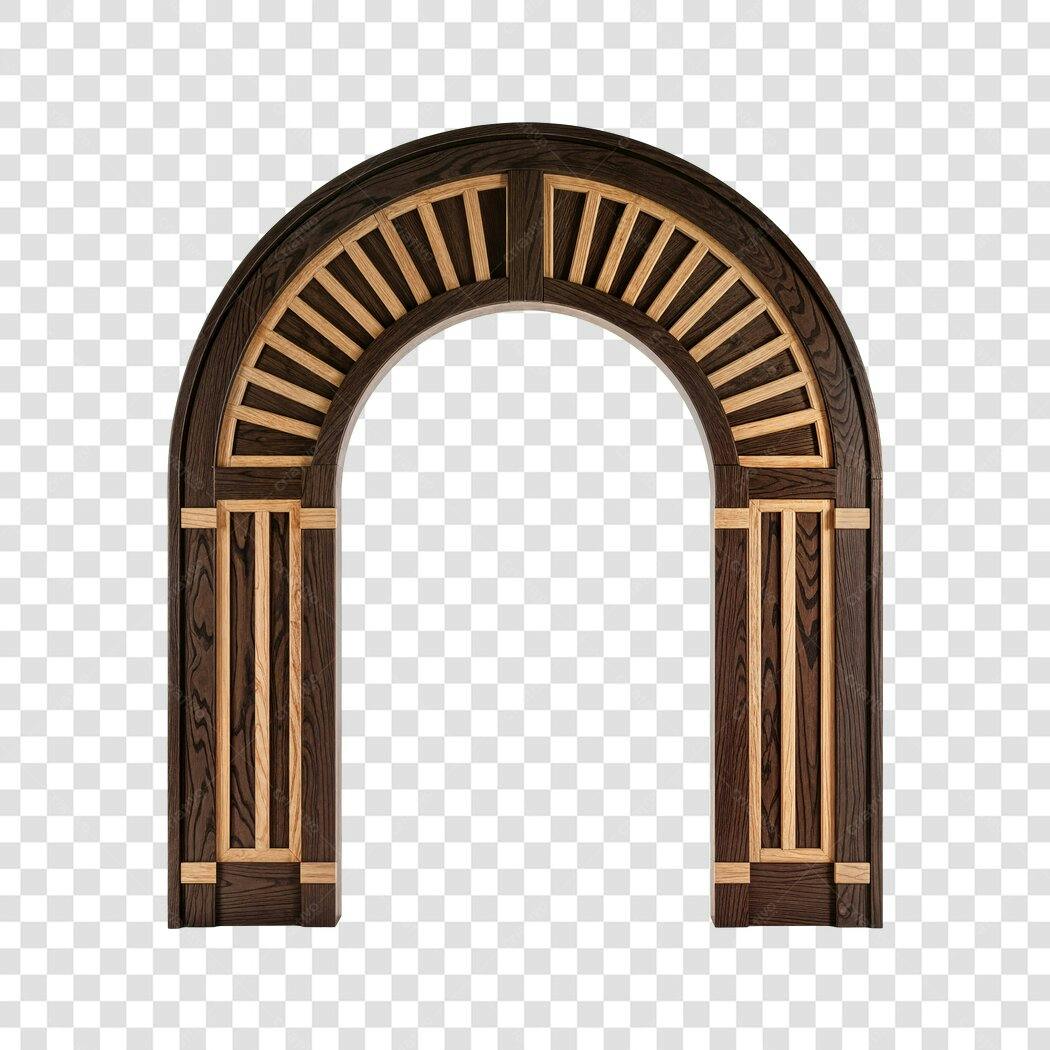 Elemento 3D Arco Madeira Rústico Decoração PNG Fundo Transparente