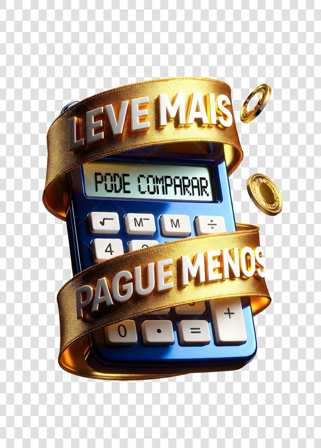 Elemento 3D Calculadora Promoção Leve Mais Pague Menos PNG Fundo Transparente