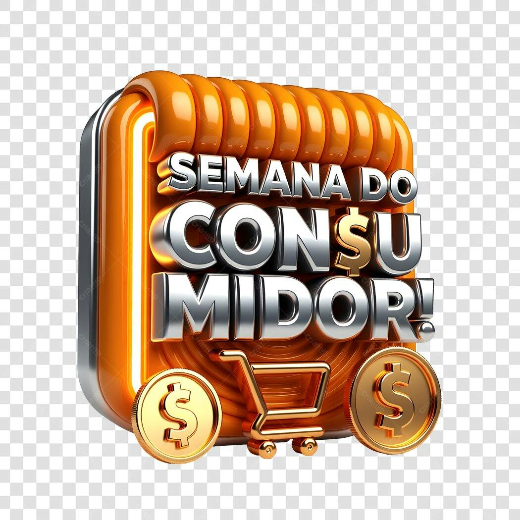 Elemento 3D Semana do Consumidor Março PNG Fundo Transparente
