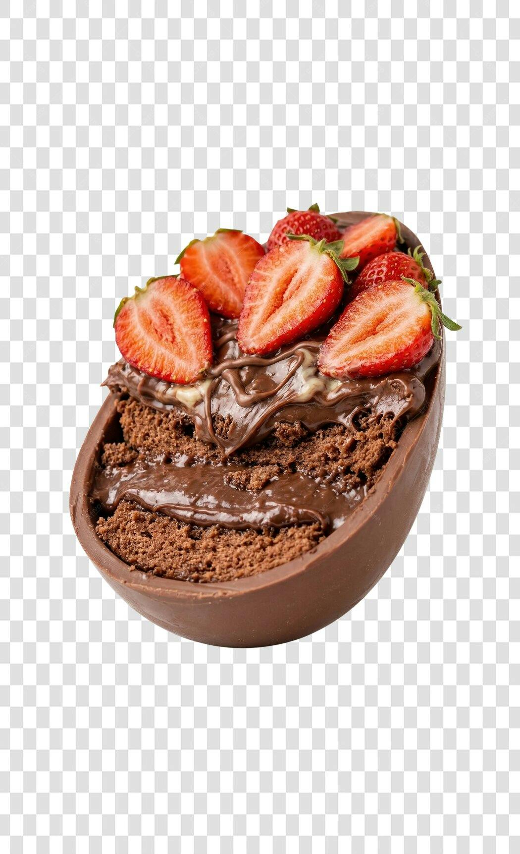 Foto Recortada Ovo de Páscoa Colher Brigadeiro Morango PNG Fundo Transparente