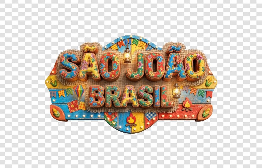 Elemento 3D São João Brasil Junho PNG Fundo Transparente