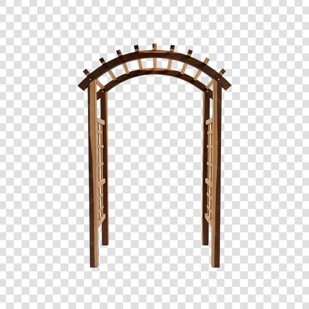 Elemento 3D Arco Jardim Madeira Marrom PNG Fundo Transparente