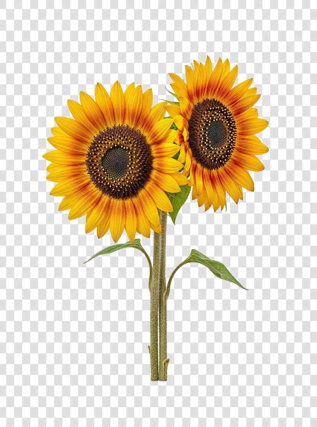 Foto Recortada Dois Girassóis Amarelos PNG Fundo Transparente