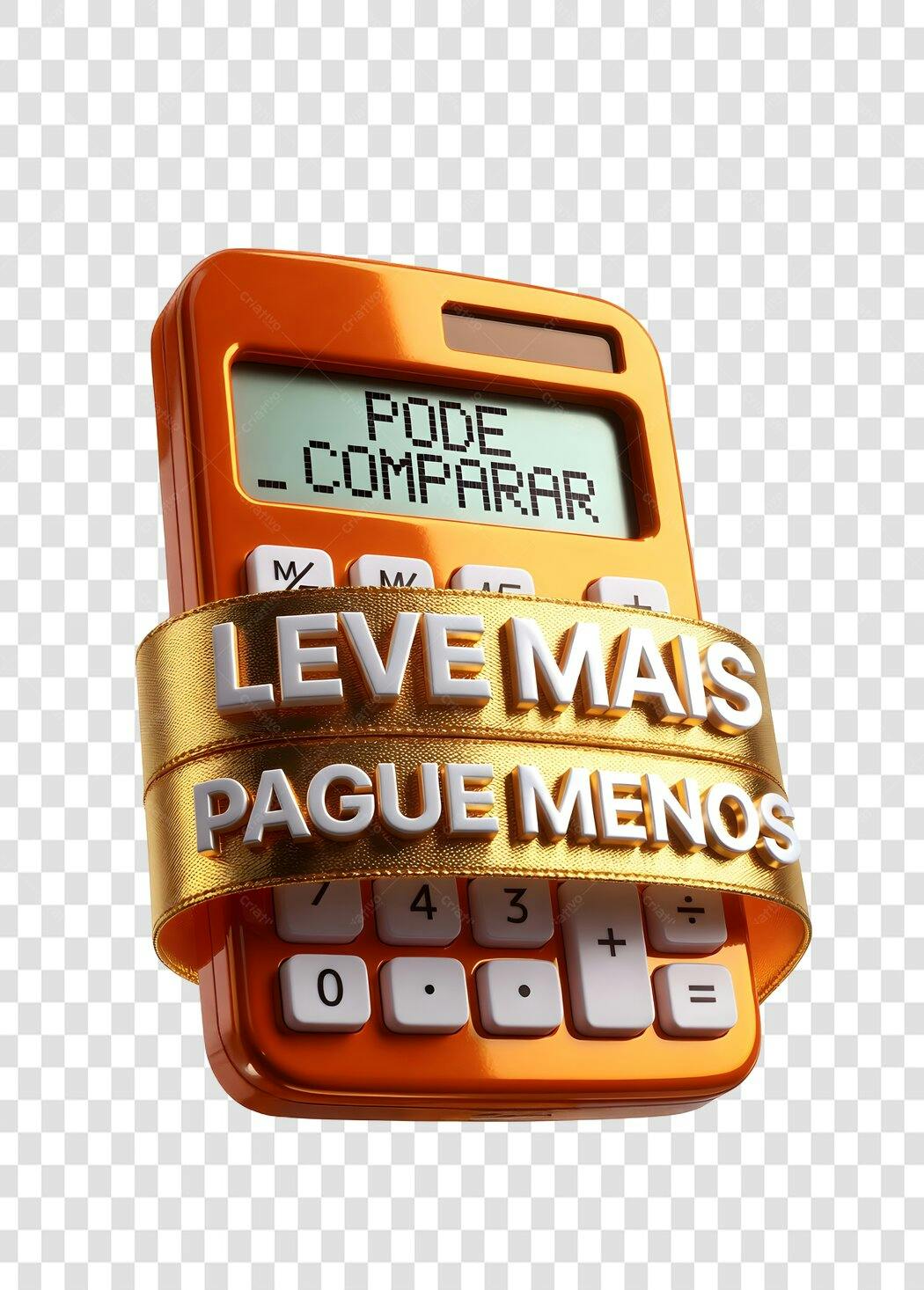 Elemento 3D Calculadora Laranja Promoção PNG Fundo Transparente