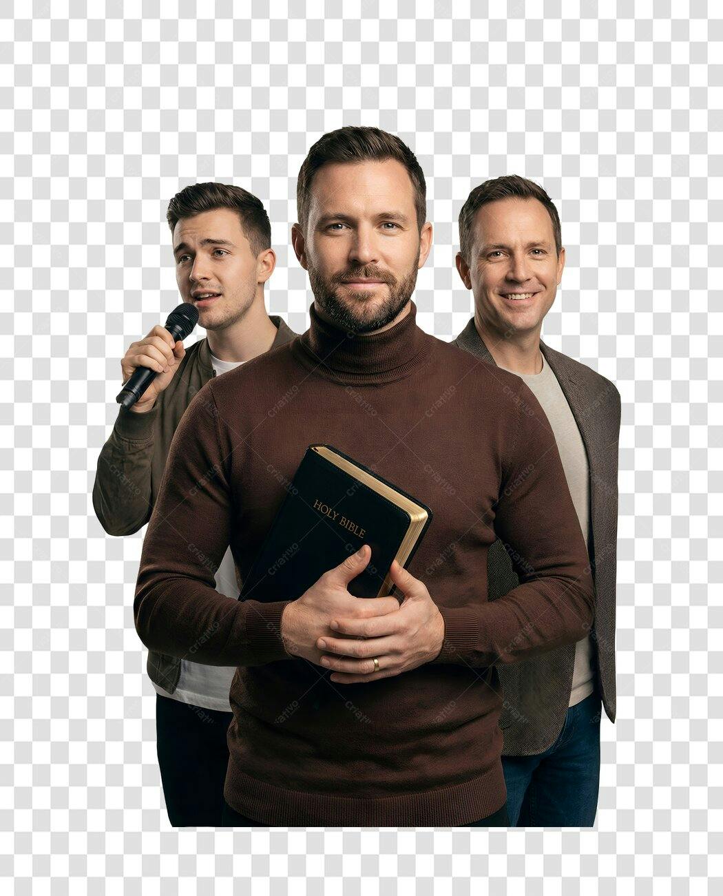 Foto Recortada Homens Bíblia Microfone Igreja PNG Fundo Transparente