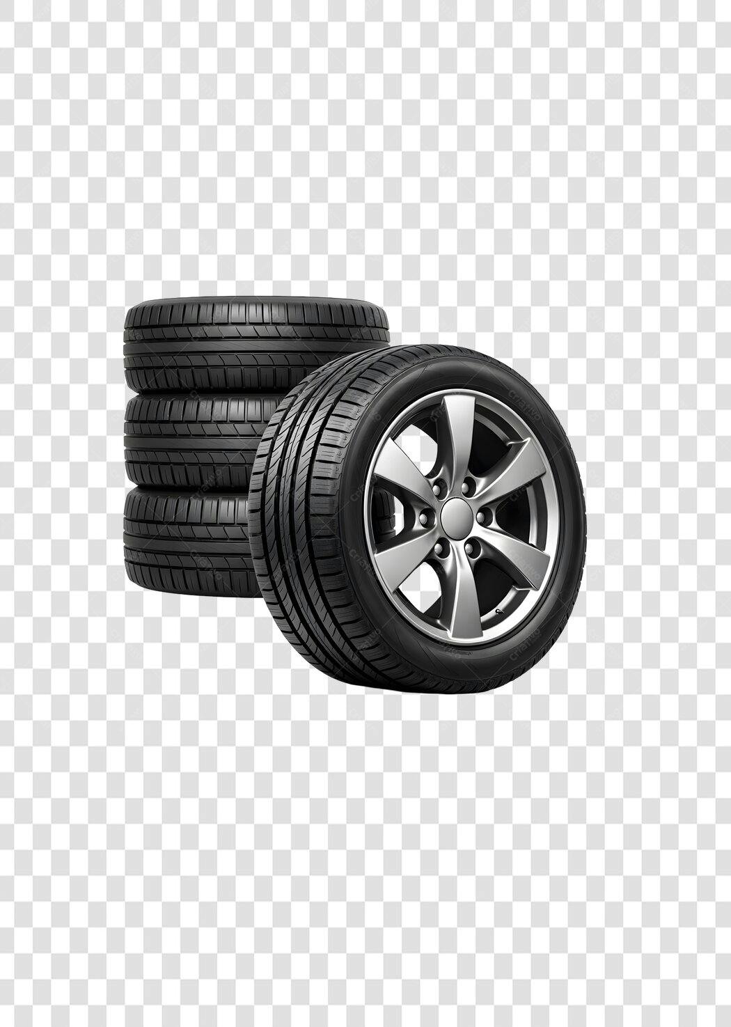 Foto Recortada Pneus Carro Rodas Alumínio PNG Fundo Transparente