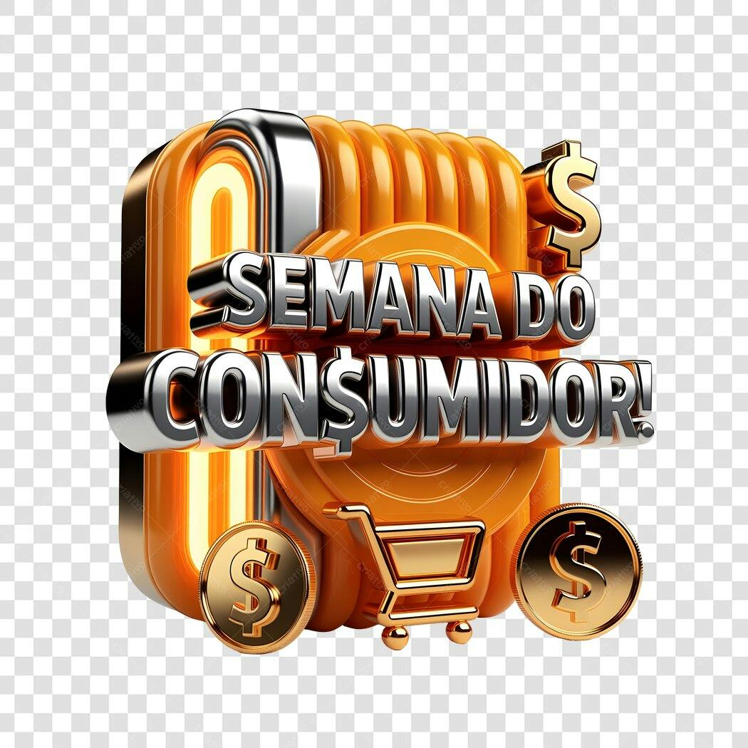 Elemento 3D Semana do Consumidor Março PNG Fundo Transparente