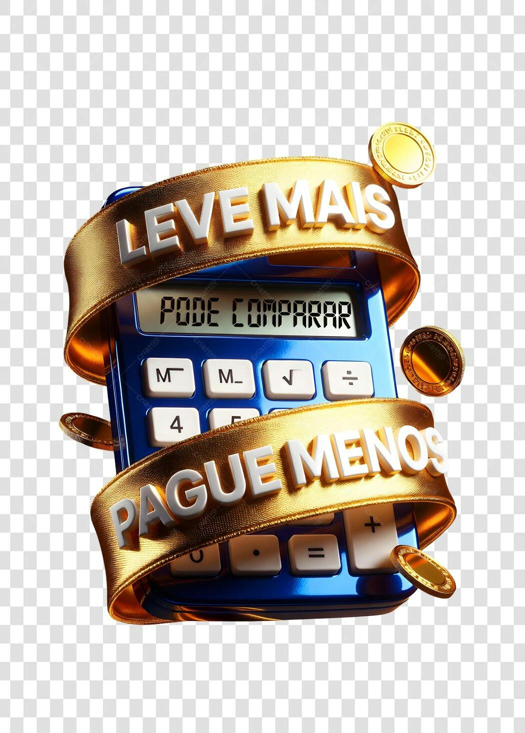Elemento 3D Calculadora Promoção Leve Mais Pague Menos PNG Fundo Transparente