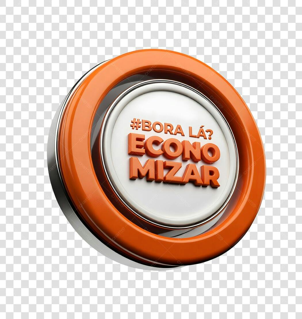 Elemento 3D Botão Economizar Laranja Prata PNG Fundo Transparente