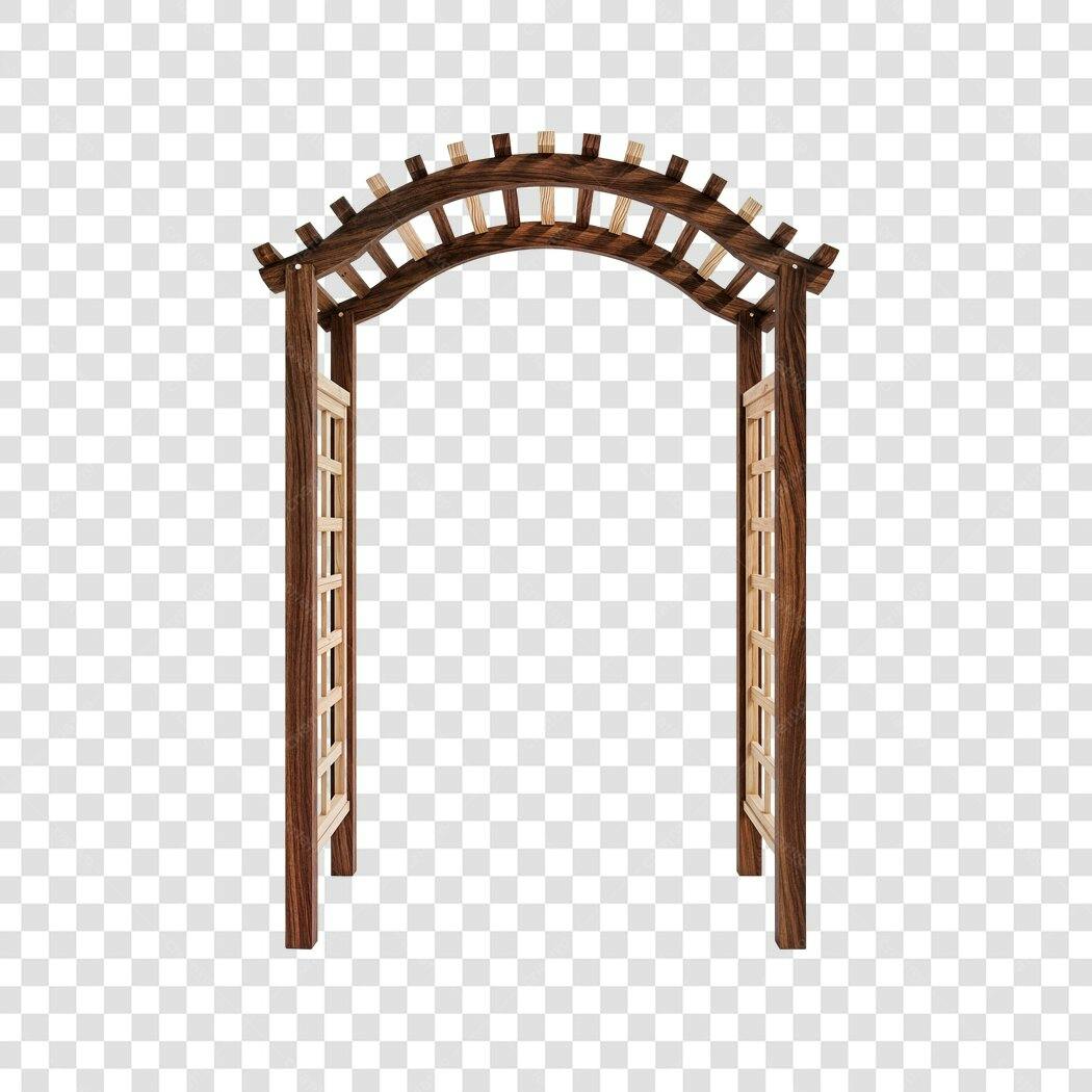 Elemento 3D Pérgola de Madeira Marrom PNG Fundo Transparente