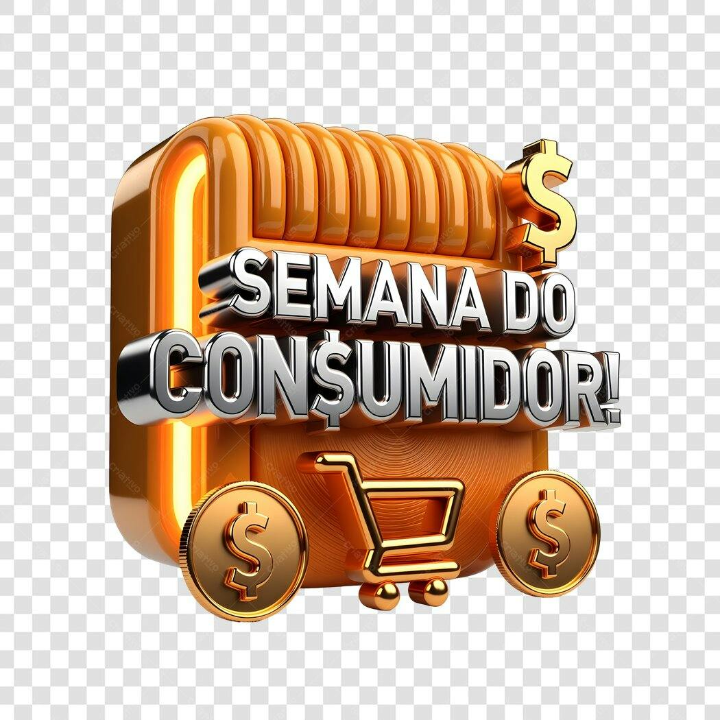 Elemento 3D Semana do Consumidor Março PNG Fundo Transparente