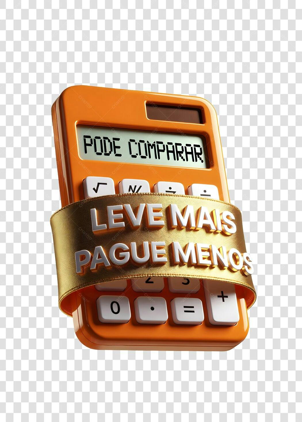 Elemento 3D Calculadora Laranja Promoção PNG Fundo Transparente