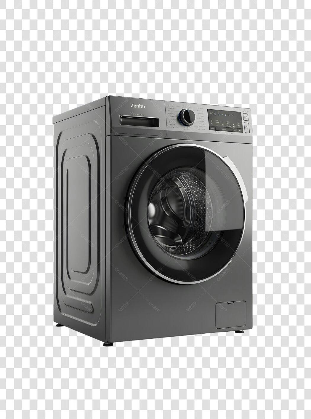 Foto Recortada Máquina de Lavar Roupa Cinza PNG Fundo Transparente