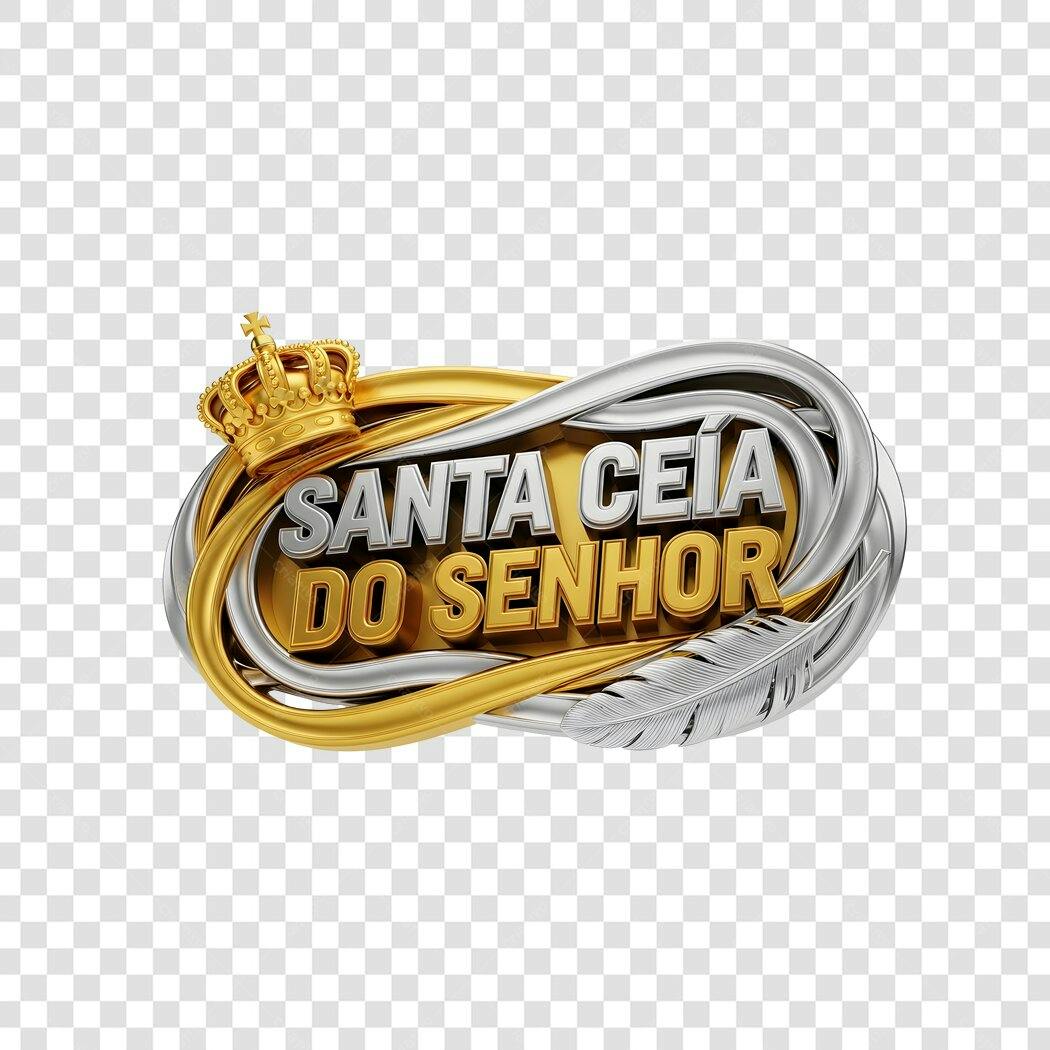 Elemento 3D Santa Ceia do Senhor Coroa Dourada PNG Fundo Transparente