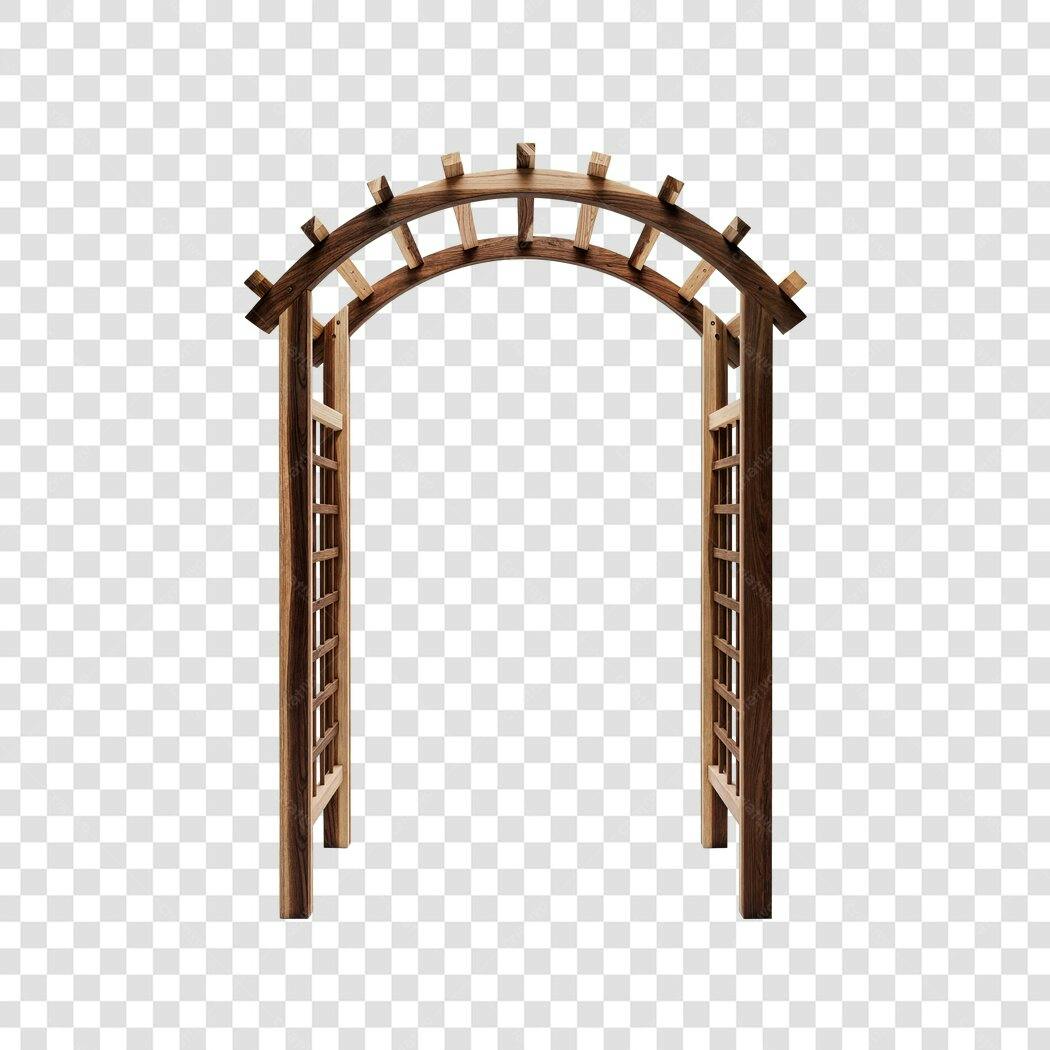 Foto Recortada Arco de Madeira Rústico Jardim PNG Fundo Transparente