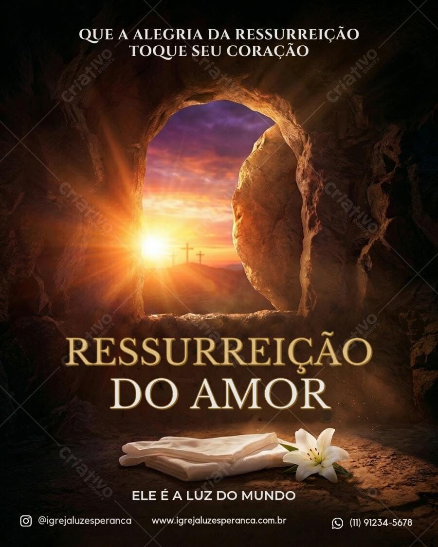 Template Canva Post Instagram Páscoa Ressurreição Editável