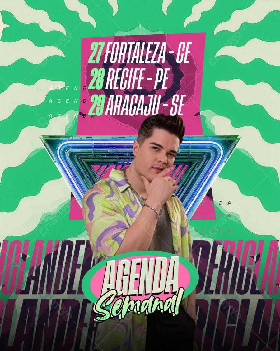 Post Instagram Agenda Semanal Eventos PSD Editável