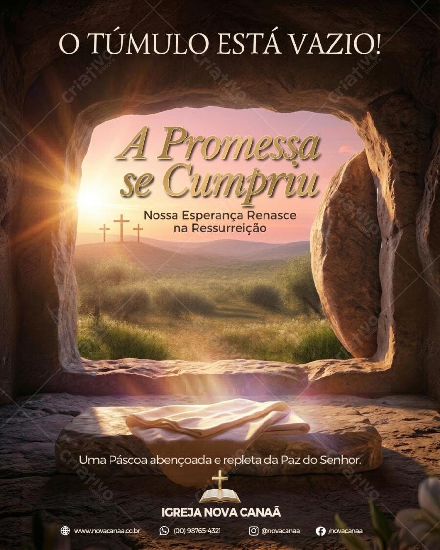 Template Canva Post Instagram Páscoa Ressurreição Cristã Editável