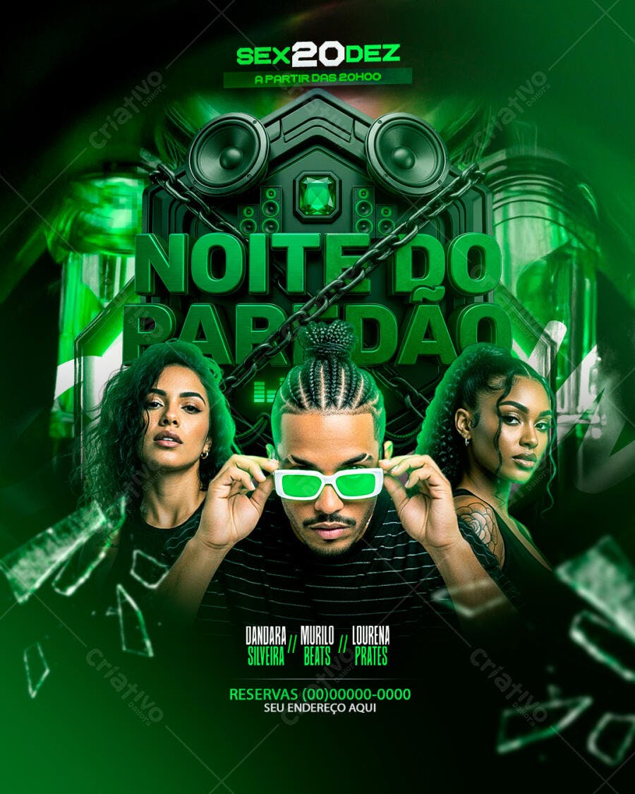 Flyer Festa Balada Noite do Paredão PSD Editável