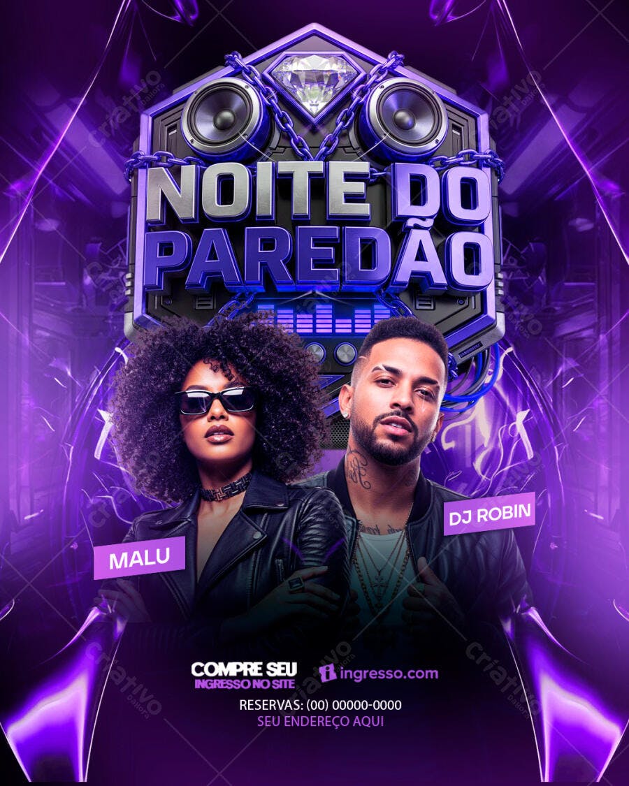 Flyer Noite do Paredão Festa Balada PSD Editável