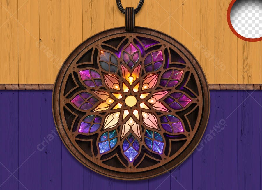 Mandala Vitral Colorido PSD Editável